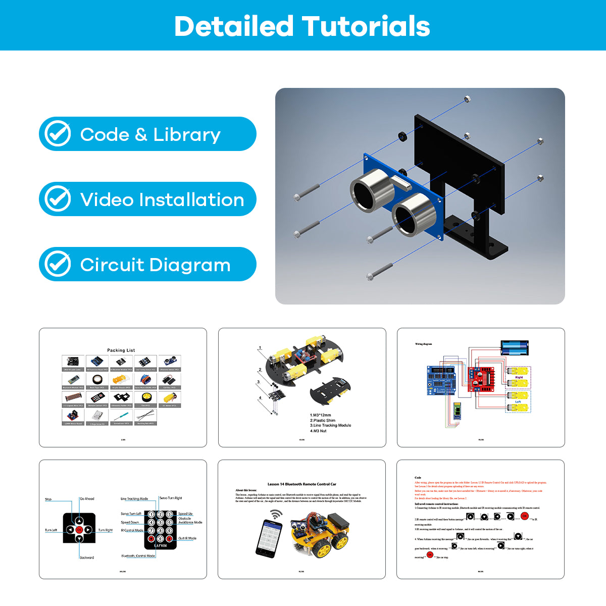 LAFVIN Robot Car Kit for Arduino for UNO R3 Programming Project 4WD Robotic Kit DIY Automation Robot Set with Tutorial