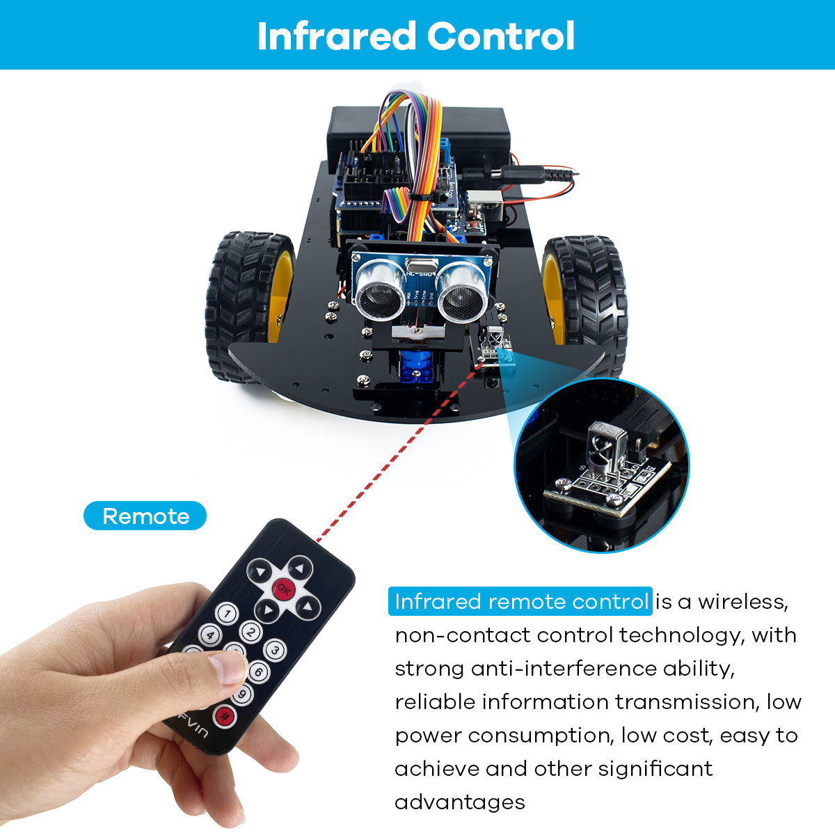 LAFVIN Smart Robot Car 2WD Chassis Kit with Ultrasonic Module, L298N Driver Board, Remote, IR Control for Arduino UNO DIY Kit