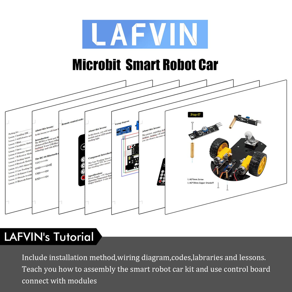 LAFVIN Multi Smart Robot Car Kit for Microbit Robot Intelligent and Educational Car Robotic Kit with Tutorial