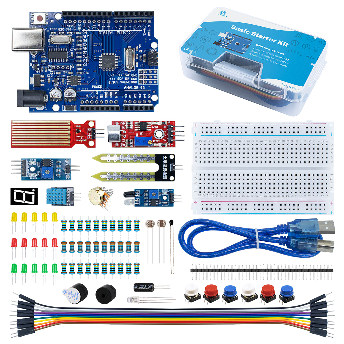 LAFVIN Basic Starter Kit for Arduino Programming Projects Electronic Components Kit DIY Electronics Set with Tutorial /Retail Box