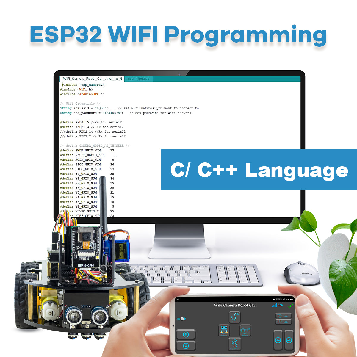LAFVIN Robot Starter Kit for Arduino Project with ESP32 Camera WIFI Intelligent and Educational Robotic Car Kit for UNO R3