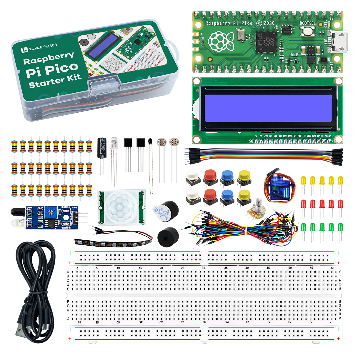 LAFVIN Basic Starter Kit for Raspberry Pi Pico Raspberry Pi Pico Starter Learning Kit STEM Programming Learning Kit for Beginners, Teens and Students