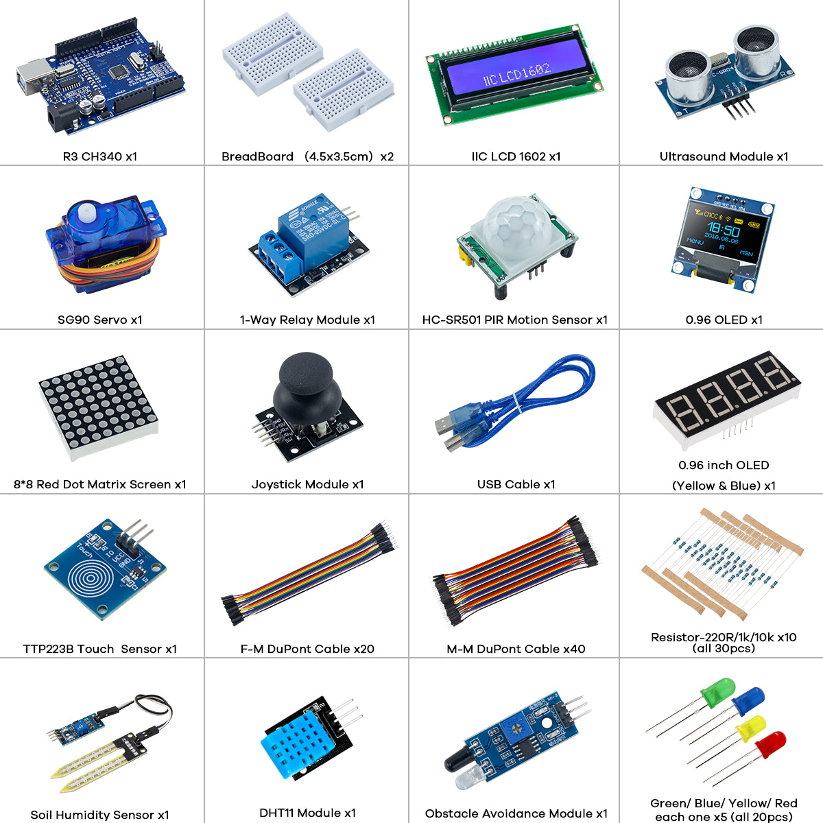 LAFVIN Sensor Module Starter Kit Sensor Blocks for Arduino with R3 Board, 0.96" OLED 1602 LCD Module, Breadboard, with Tutorial