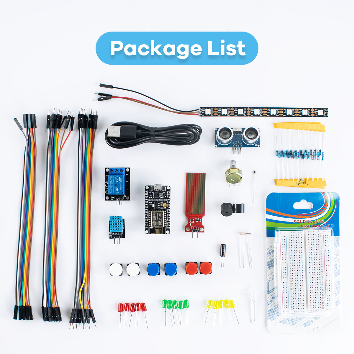 LAFVIN ESP8266 NodeMCU WiFi Starter Kit for Arduino with Breadboard Relay Ultrasonic Sensor DHT11 LED Jumper Wires STEM Programming Kit