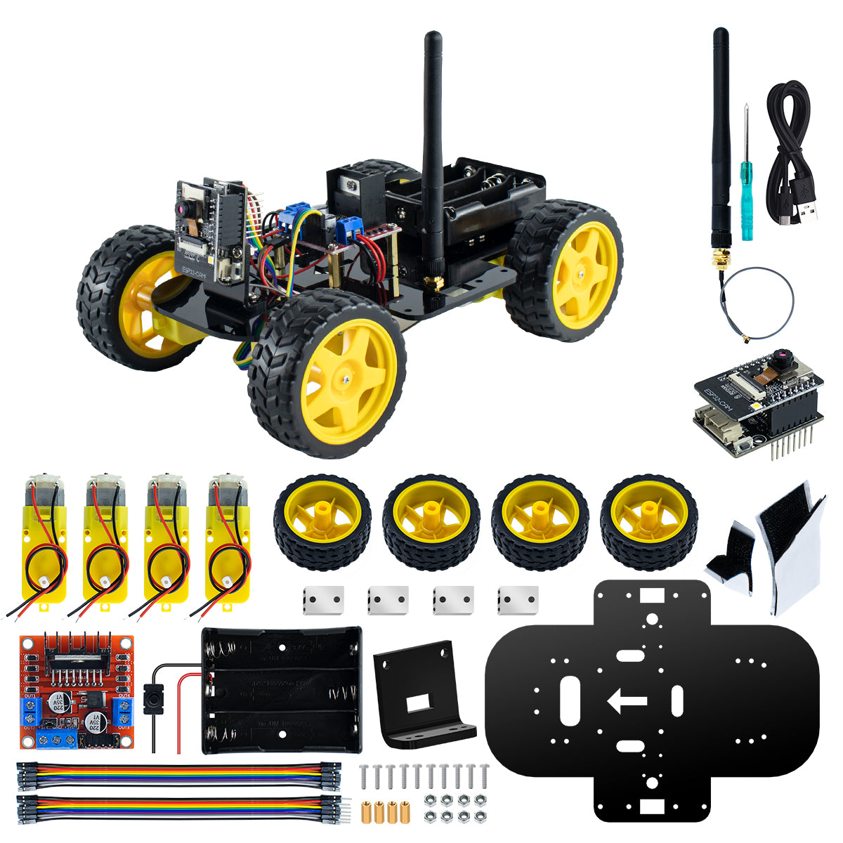 LAFVIN 4WD Smart Robot Car ESP32 Camera Wifi Automation Kit for Arduino ESP Robot with Codes Tutorial Complete Learning Kit