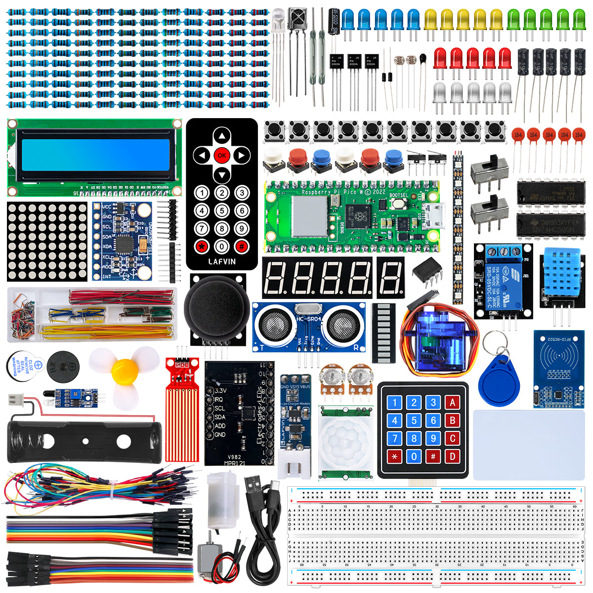 LAFVIN Ultimate Starter Kit for Pico W Module DIY Electronic Components, Support 3 Programming Languages, with Detailed Tutorial