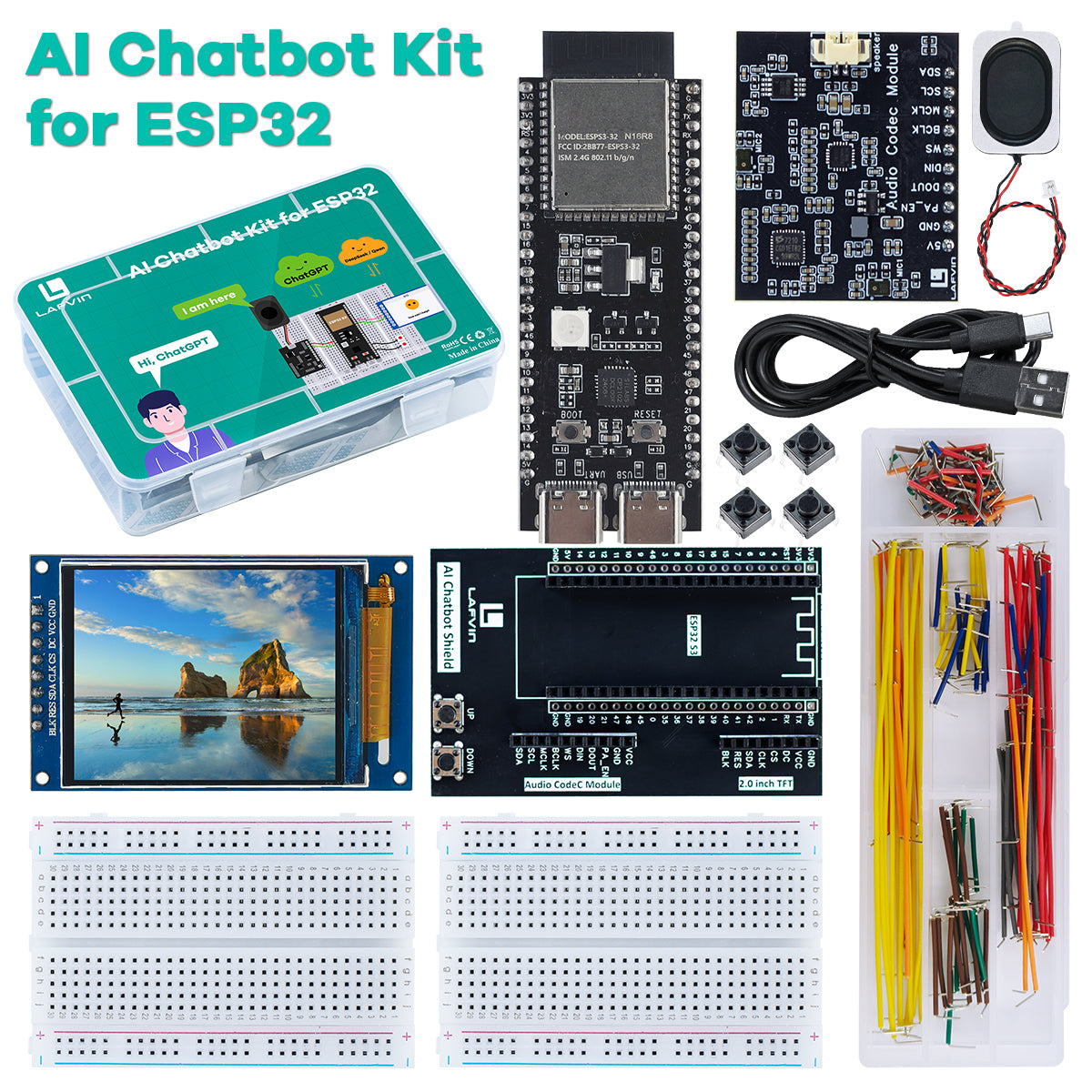 LAFVIN AI Chatbot Kit for ESP32 S3 Control Board Xiao Zhi AI Chatbot DIY Emotional Communication Learning Kit