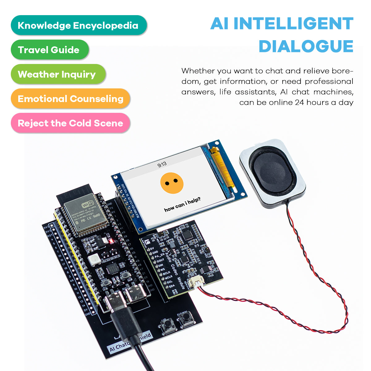 LAFVIN AI Chatbot Kit for ESP32 S3 Control Board Xiao Zhi AI Chatbot DIY Emotional Communication Learning Kit