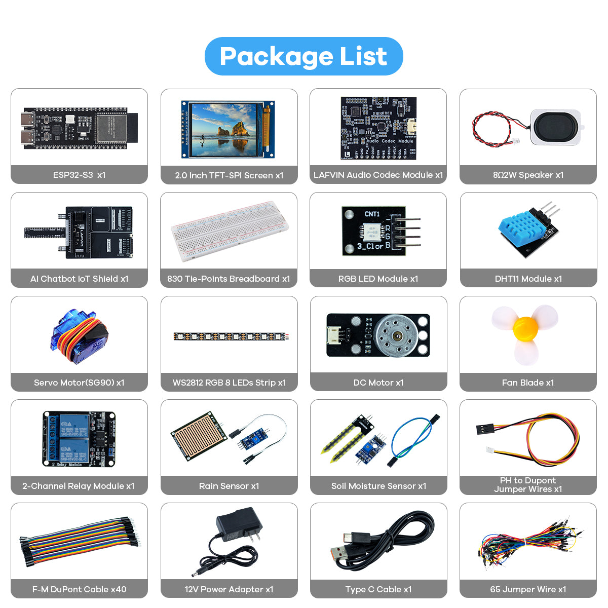 LAFVIN AI Chatbot DIY Kit for Arduino Programming AIoT Starter Kit ESP32-S3 Module DIY Emotional Communication Learning Kit