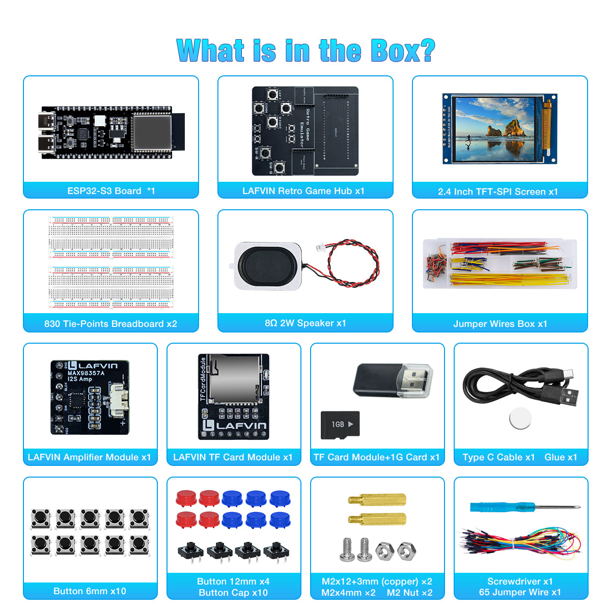 LAFVIN ESP32S3 Retro Game Console Kit with 2.4-inch TFT-SPI Screen Integrated Circuit DIY Programming Kit