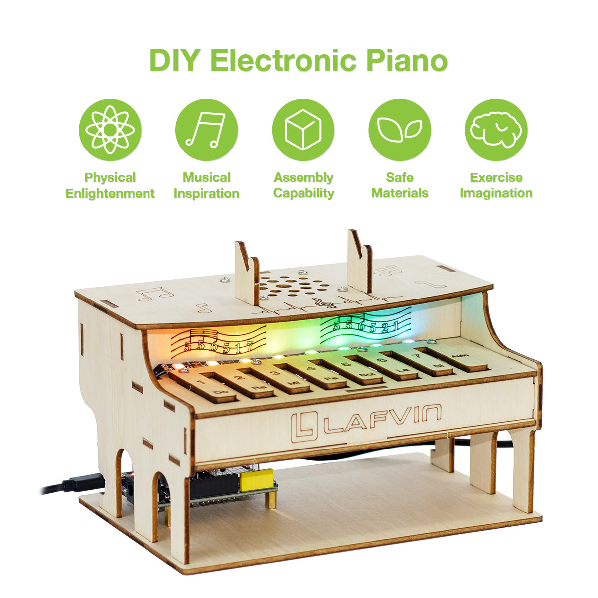 LAFVIN DIY ESP32 Electronic Piano Kit Robot Starter Automation Projects Wooden Piano Music Learning Kit
