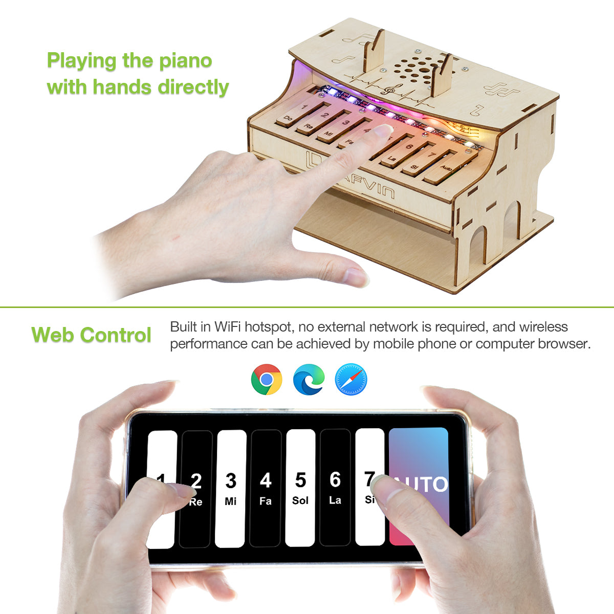 LAFVIN DIY ESP32 Electronic Piano Kit Robot Starter Automation Projects Wooden Piano Music Learning Kit