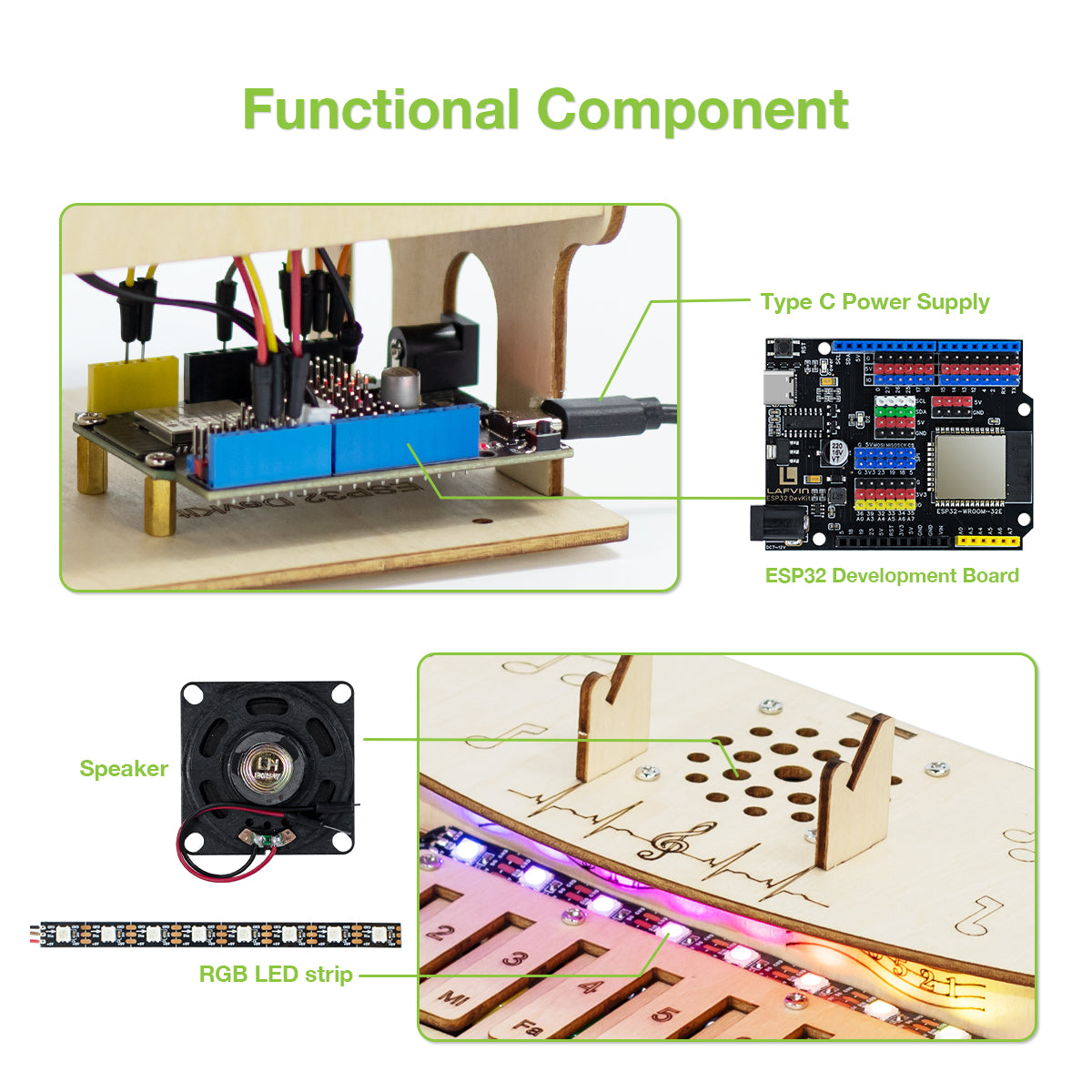 LAFVIN DIY ESP32 Electronic Piano Kit Robot Starter Automation Projects Wooden Piano Music Learning Kit