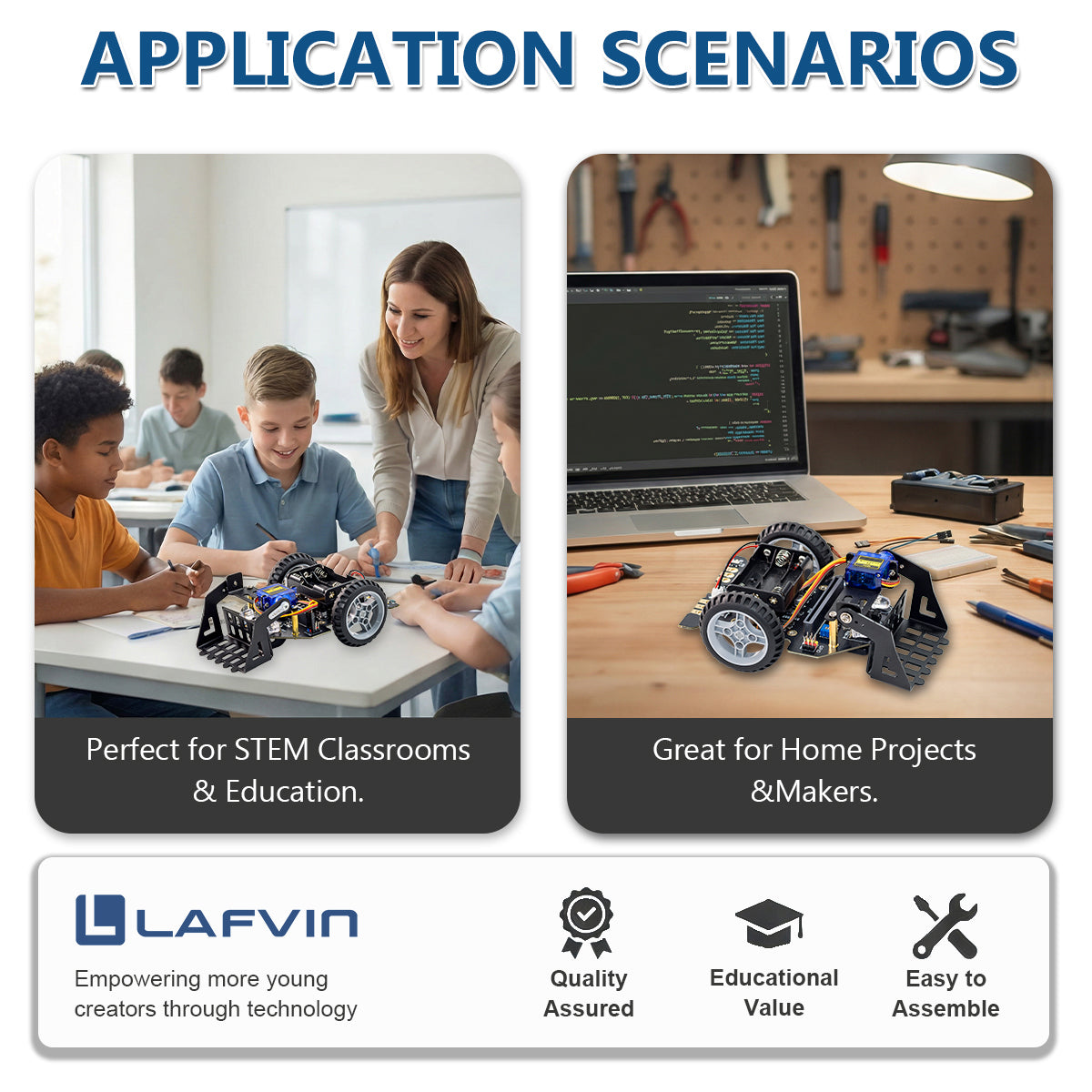 LAFVIN Micro:Bit-Smart Car 2WD Programmable DIY Robotics Kit STEM Educational Coding Building Kit for Students Beginners