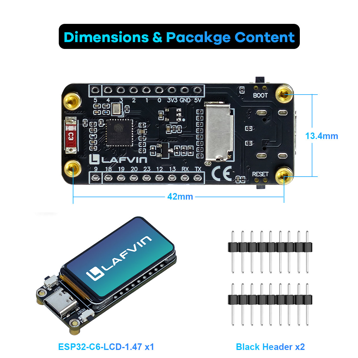 ESP32-C6 Module with 1.47inch Display Module Board Supports Wi-Fi 6 & BT ESP32 1.47 inch Display Type for Arduino