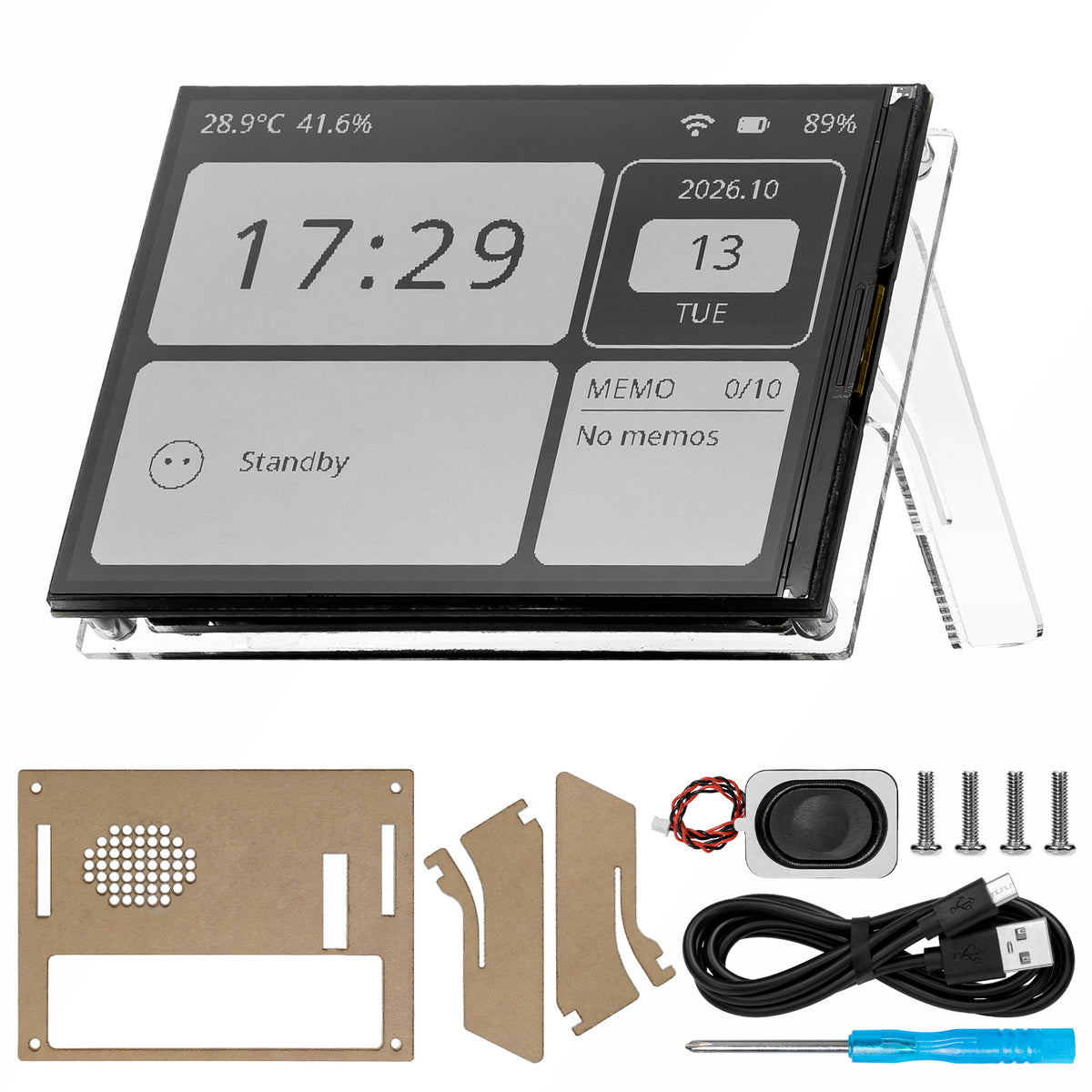 LAFVIN ESP32-S3 4.2 Inch Reflection Display Board, WiFi BLE with Microphone Temp Humidity Sensor RTC for IoT Project