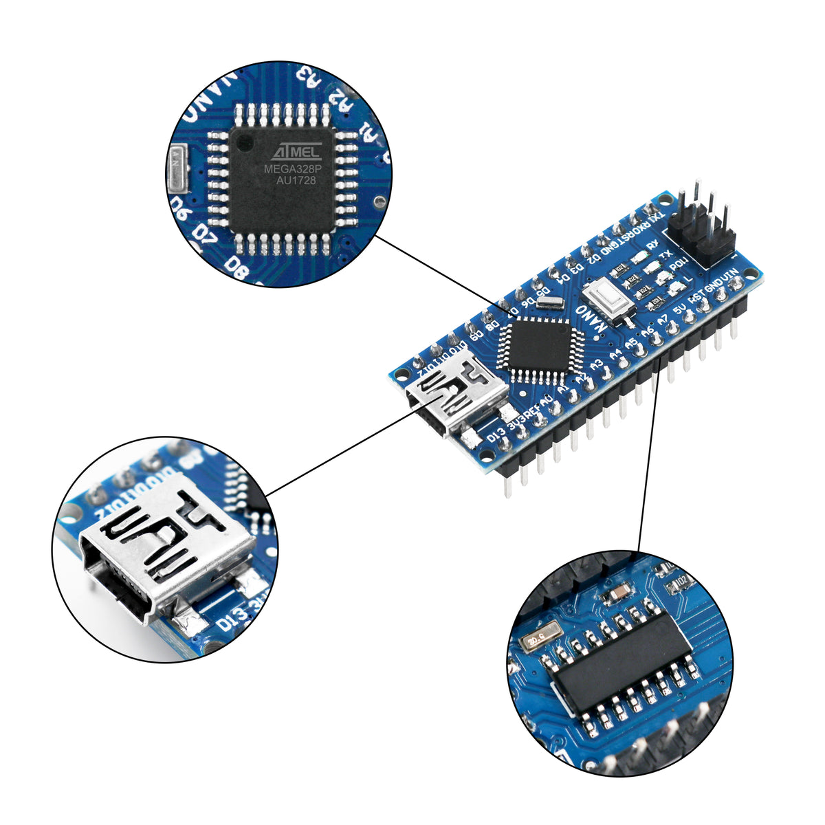 LAFVIN 3pcs/set Nano 3.0 Controller Board Nano Shield Expansion Board with Cable for Arduino for ATmega328P