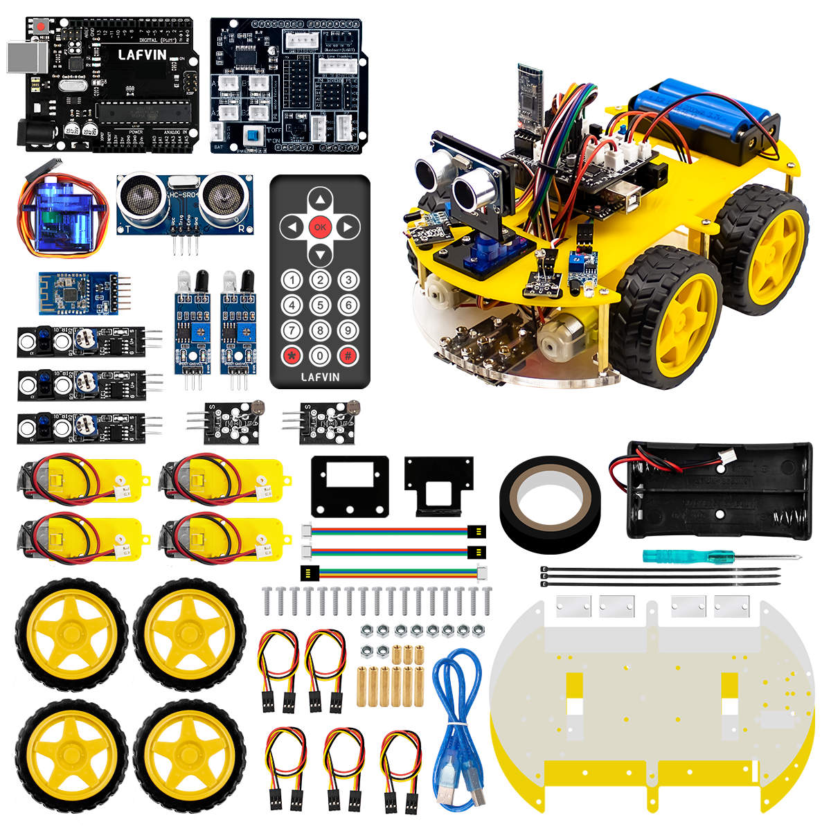 LAFVIN 4WD Smart Robot Car Kit V2 for Arduino Robot STEM /Graphical Programming Robot Car