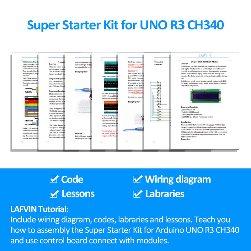 LAFVIN Super Starter Kit Learning Kits for Arduino UNO R3 DIY Kit with Retail Box - UNO R3 CH340 Board