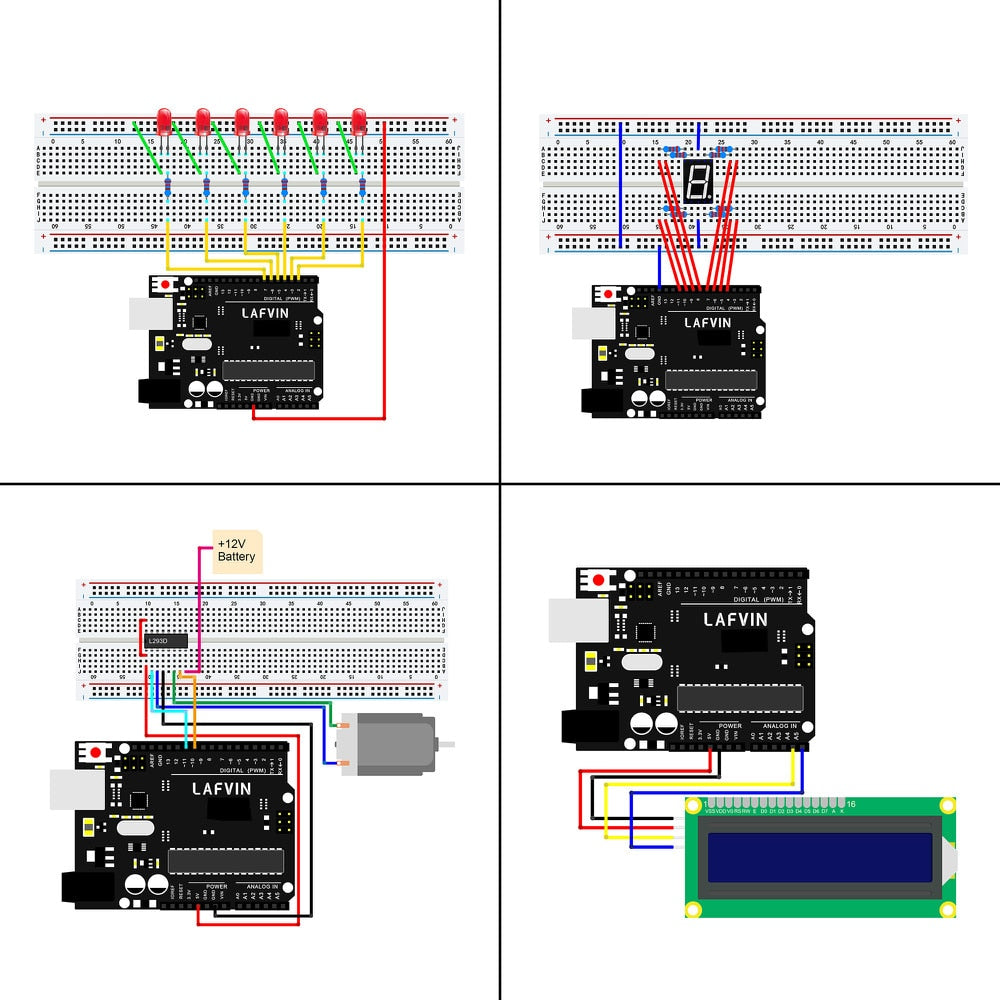 LAFVIN Super Starter Kit for Arduino Programming DIY Electronic Kit with R3 Board/Step Motor/SG90 Servo/1602 LCD/Jumper Wire/Tutorial