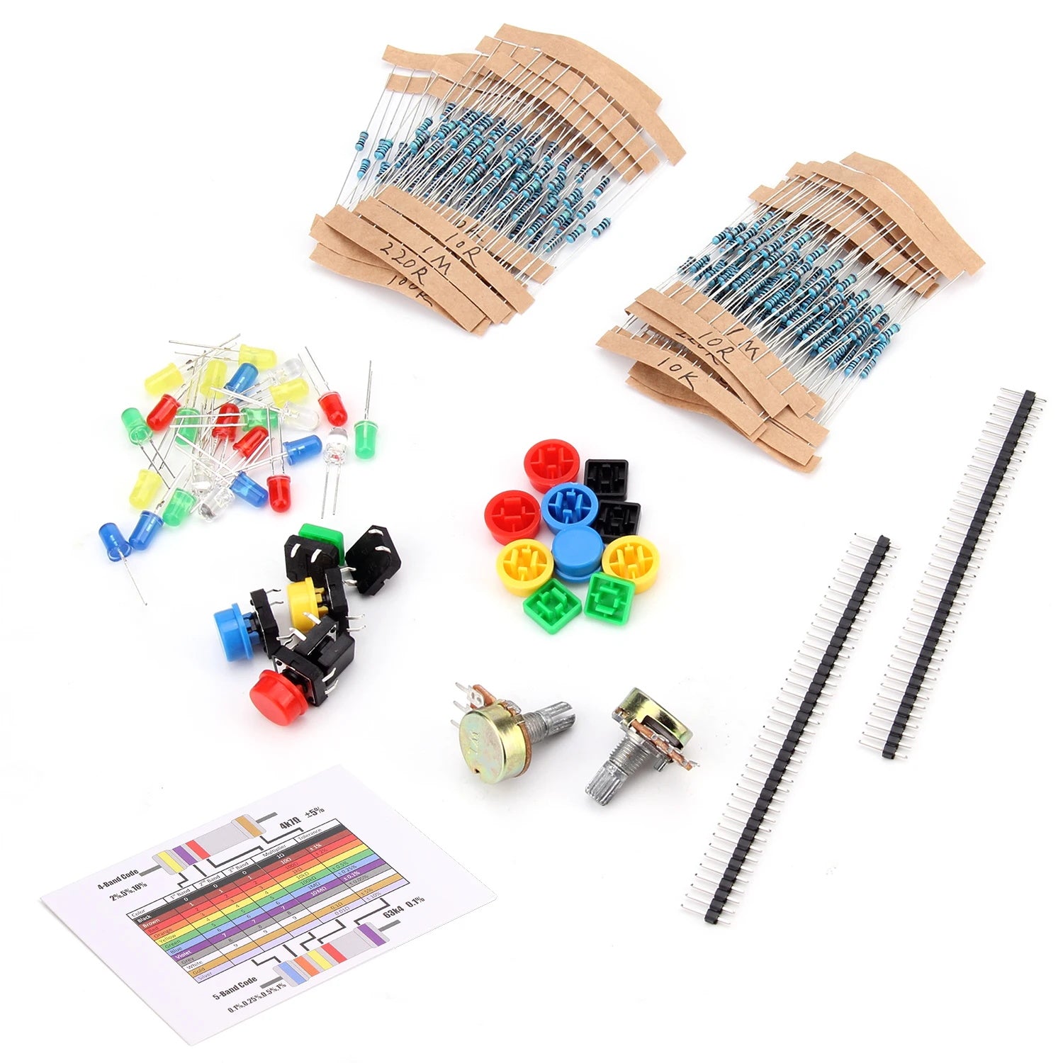 Electronics Component Pack with resistors, LEDs, Switch, Potentiometer for Arduino for UNO, MEGA2560, Raspberry Pi