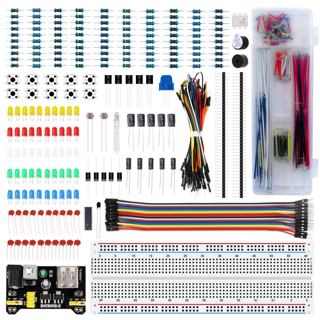 Electronics fun Kit Power Supply Module, Jumper Wire, Precision Potentiometer, 830 tie-points Breadboard for Arduino
