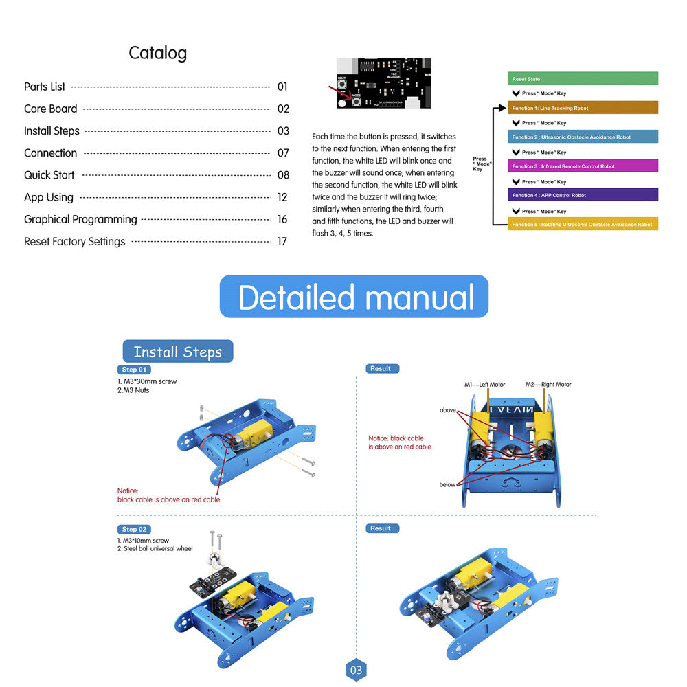 LAFVIN IBOT Programmable Education Robot Car Kit for Arduino Graphical Programming with User Manual