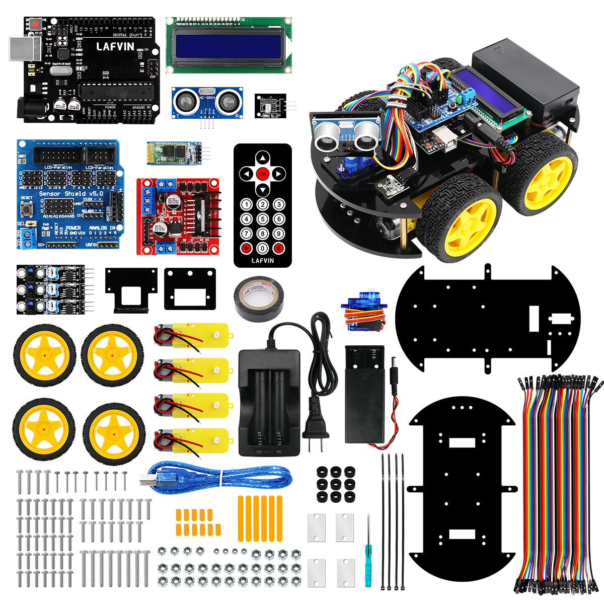 LAFVIN Robotic Starter Kit for Arduino Multi-function Robot Car DIY Electronic Kit with LCD Display