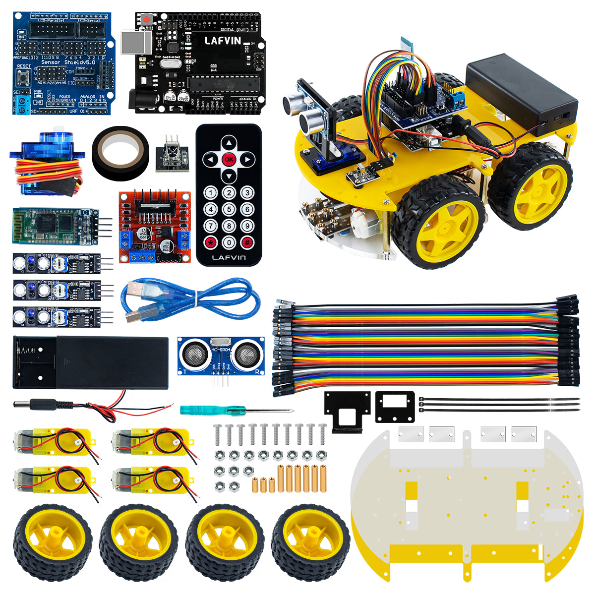 LAFVIN Robot Car Kit for Arduino for UNO R3 Programming Project 4WD Robotic Kit DIY Automation Robot Set with Tutorial