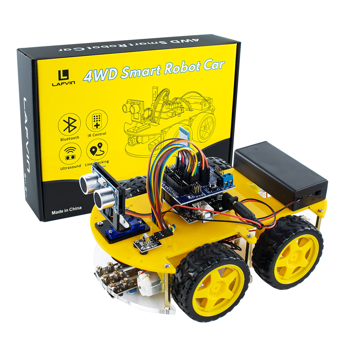 LAFVIN Robot Car Kit for Arduino for UNO R3 Programming Project 4WD Robotic Kit DIY Automation Robot Set with Tutorial