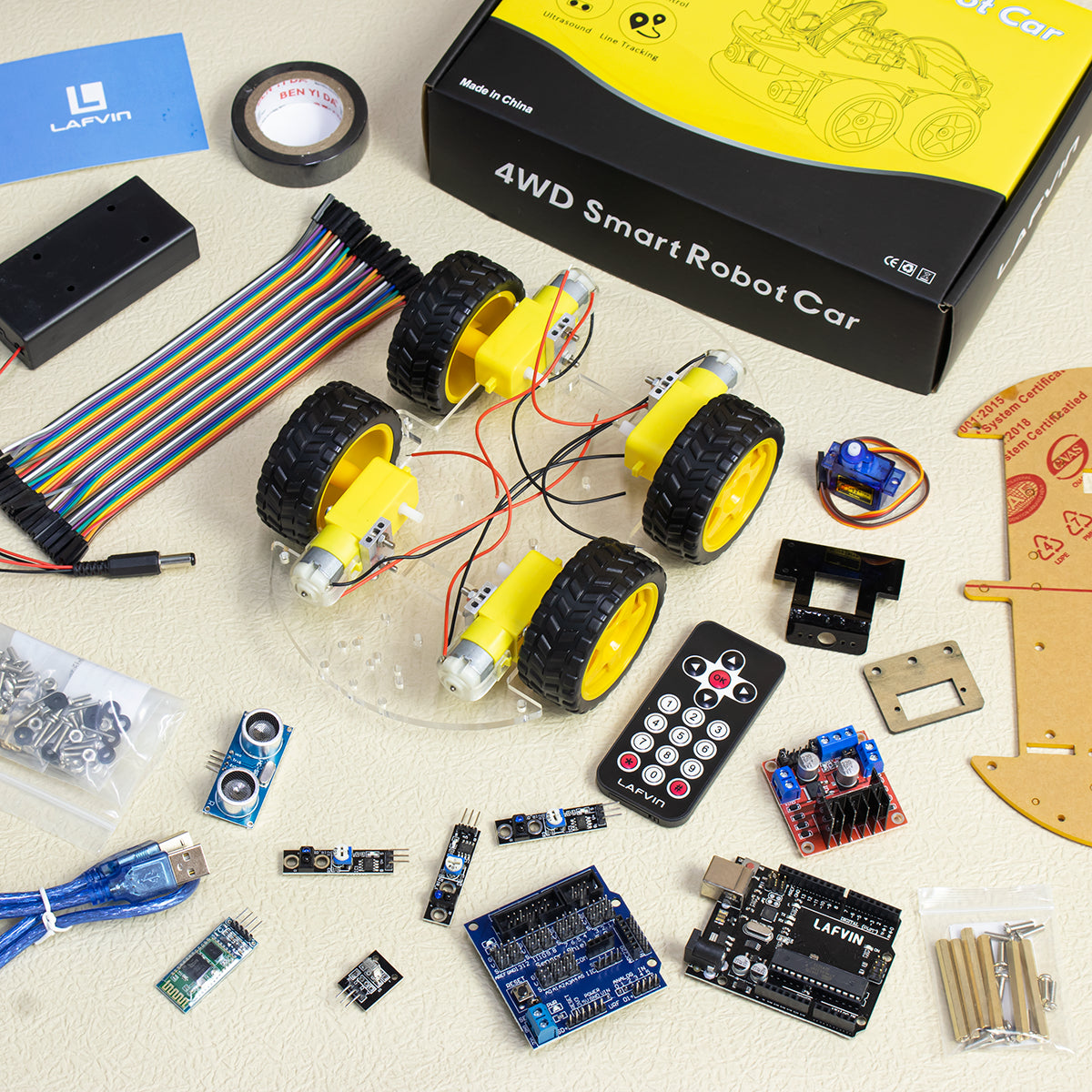 LAFVIN Robot Car Kit for Arduino for UNO R3 Programming Project 4WD Robotic Kit DIY Automation Robot Set with Tutorial