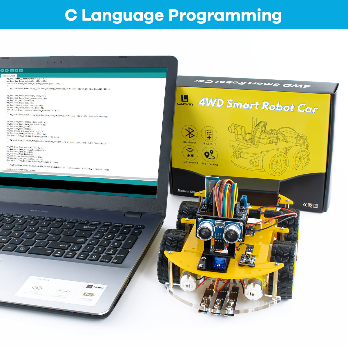 LAFVIN Robot Car Kit for Arduino for UNO R3 Programming Project 4WD Robotic Kit DIY Automation Robot Set with Tutorial