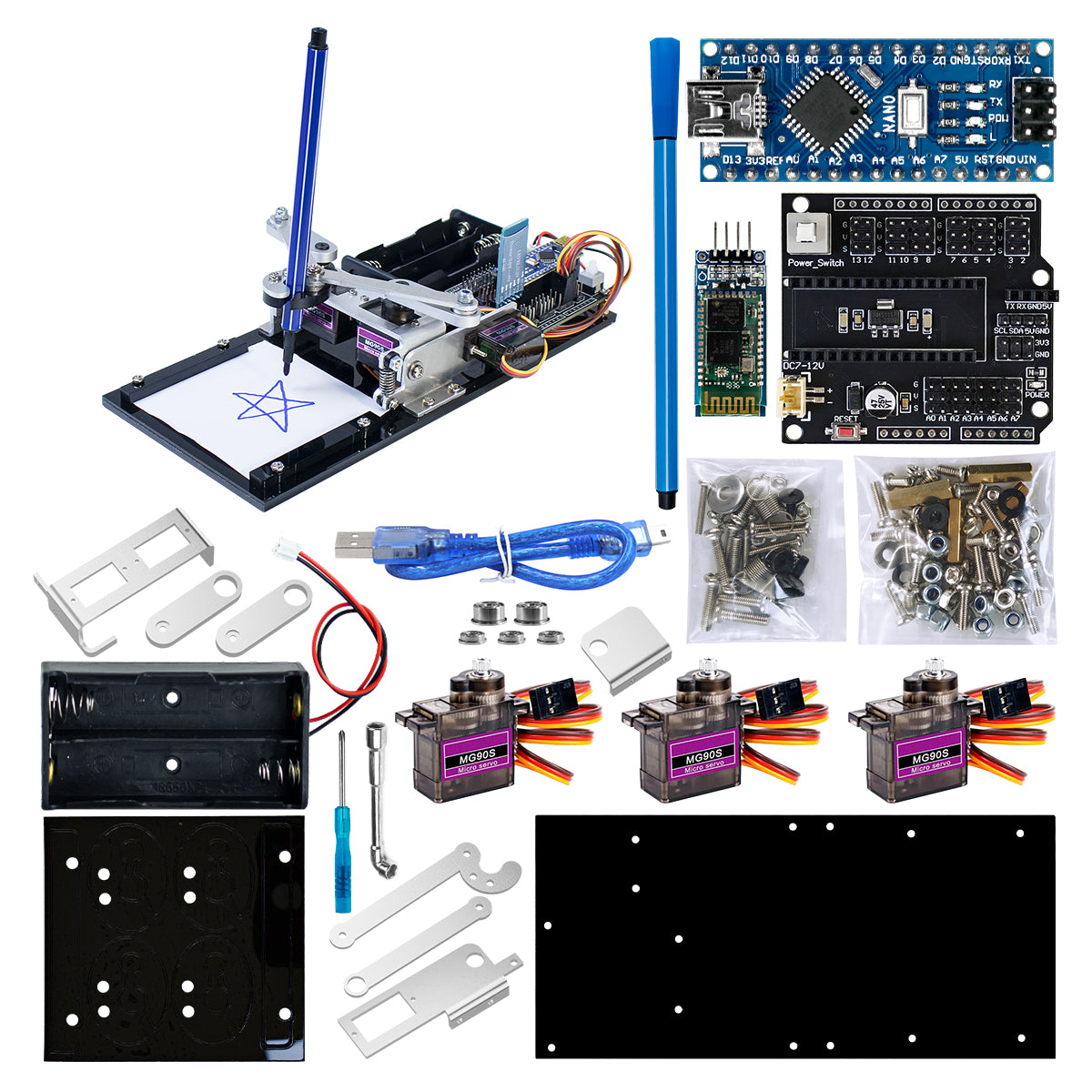LAFVIN Plotter Robot Arm Kit, Robot Parts, APP Drawing Sketchboard Manipulator DIY Kit Programmable Robot Starter Kit
