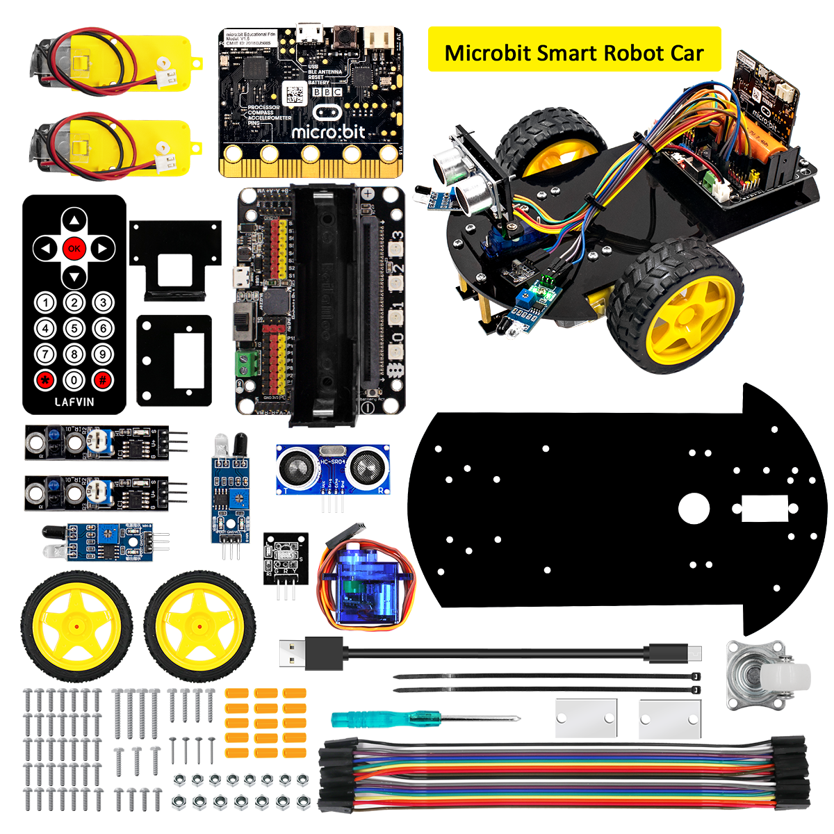 LAFVIN Multi-functional Smart Robot Car V2.0 Robot Kit for Microbit Robot with Tutorial