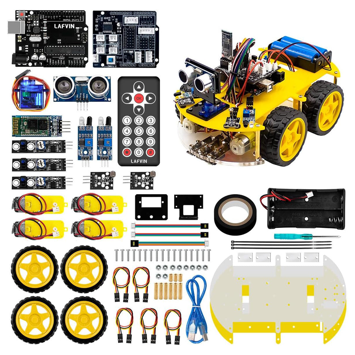 LAFVIN 4WD Smart Robot Car Kit Upgraded V2.0 for Arduino Starter Set STEM Intelligent Robot Car