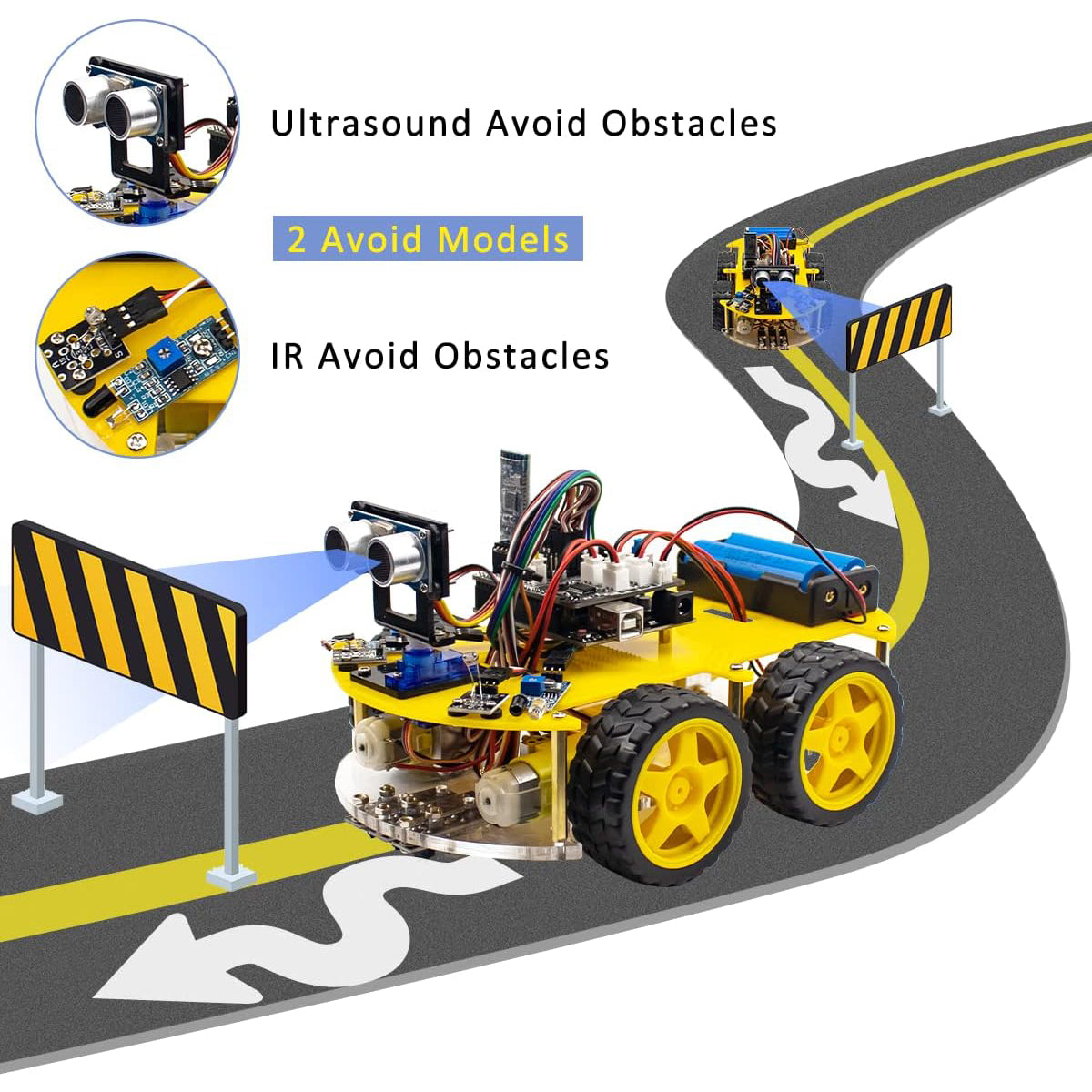 LAFVIN 4WD Smart Robot Car Kit Upgraded V2.0 for Arduino Starter Set STEM Intelligent Robot Car