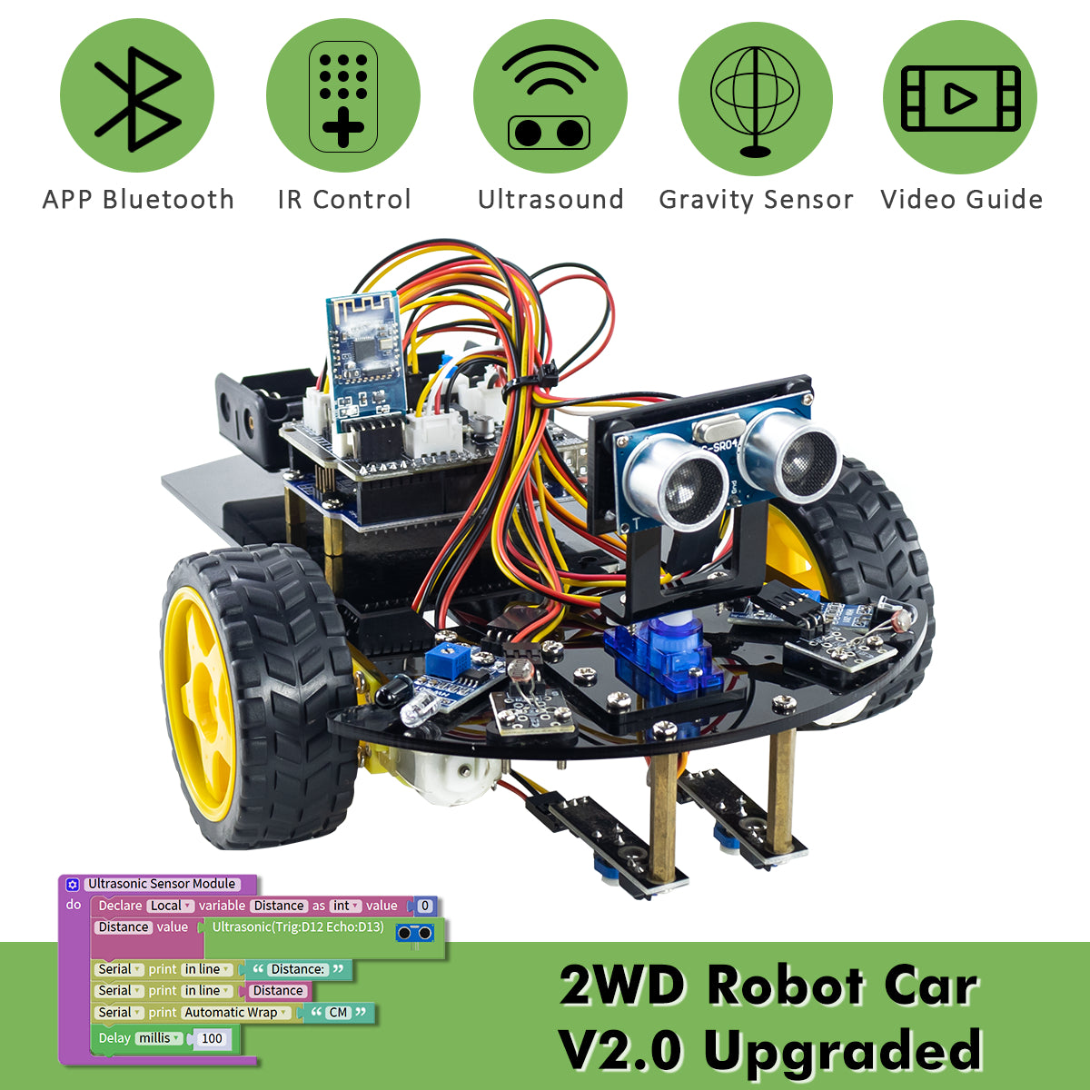 LAFVIN Smart Robot Car for Arduino 2WD Chassis Robot Car Kit  DIY Robotic Car Programming Codes for Learning and Educational Complete Set