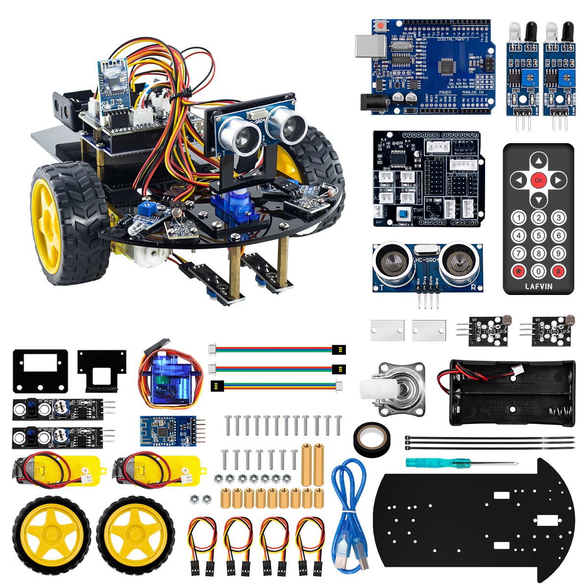 LAFVIN Smart Robot Car for Arduino 2WD Chassis Robot Car Kit  DIY Robotic Car Programming Codes for Learning and Educational Complete Set