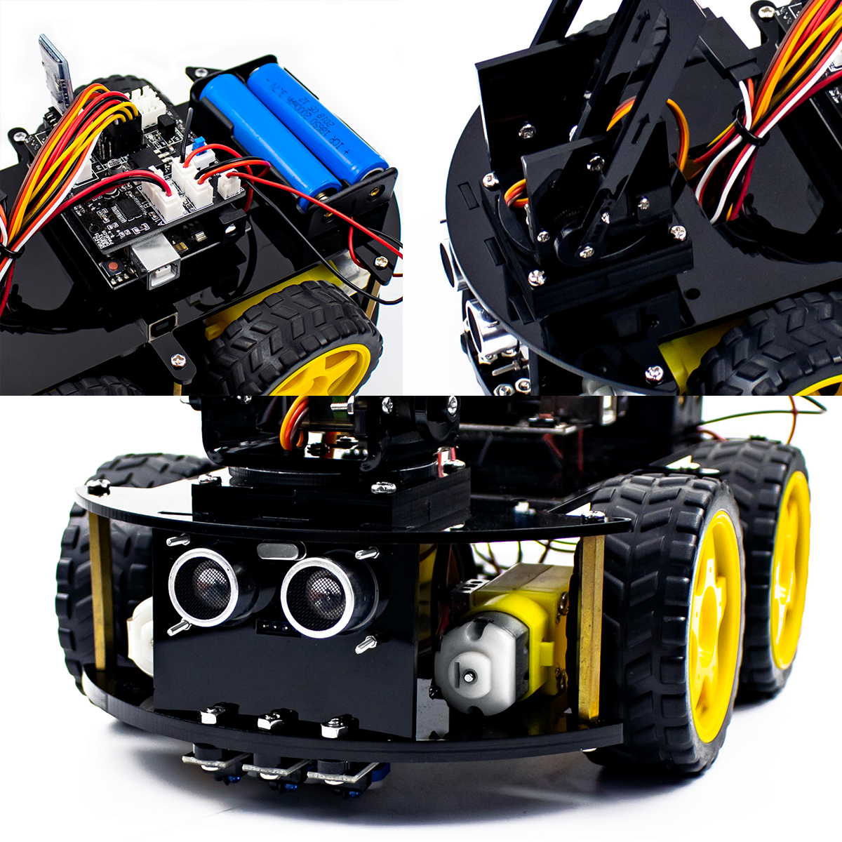 LAFVIN Mechanical 4WD Robot Arm Car Kit for Arduino Smart Robot Car Set for Learning Education Automation Kits