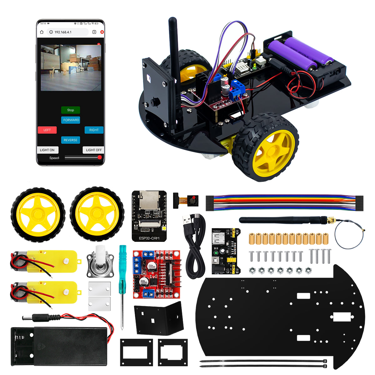 LAFVIN 2WD Robot Car Kit Wifi ESP32 Camera Starter Kit for Arduino Smart Robotic Programming STEM Set