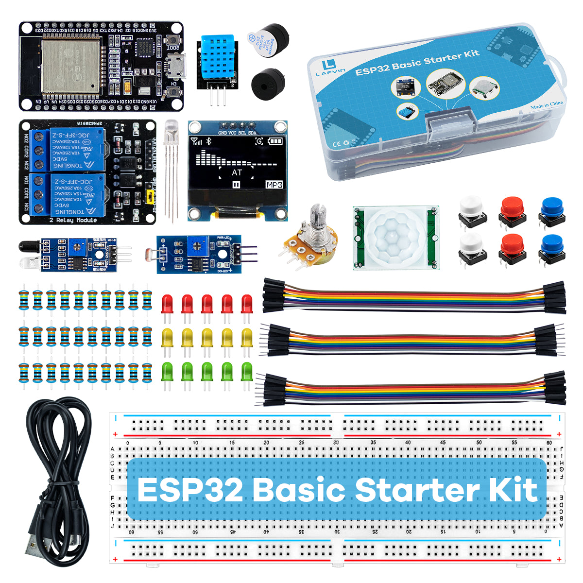 LAFVIN Basic Starter Kit for ESP32 ESP-32S WIFI I OT Development Board for Arduino Project Learning Kit with Tutorials