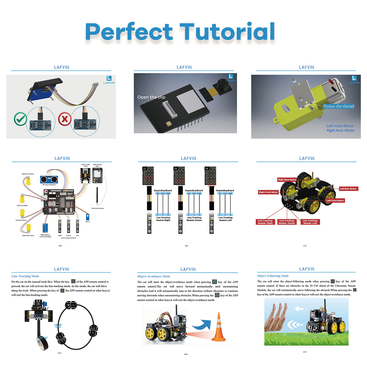 LAFVIN Robot Starter Kit for Arduino Project with ESP32 Camera WIFI Intelligent and Educational Robotic Car Kit for UNO R3