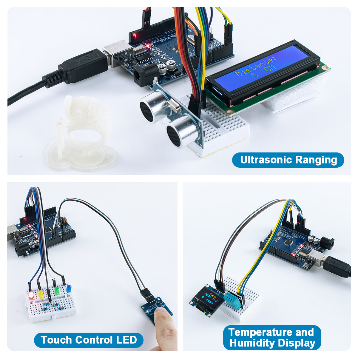 LAFVIN Sensor Module Starter Kit Sensor Blocks for Arduino with R3 Board, 0.96" OLED 1602 LCD Module, Breadboard, with Tutorial