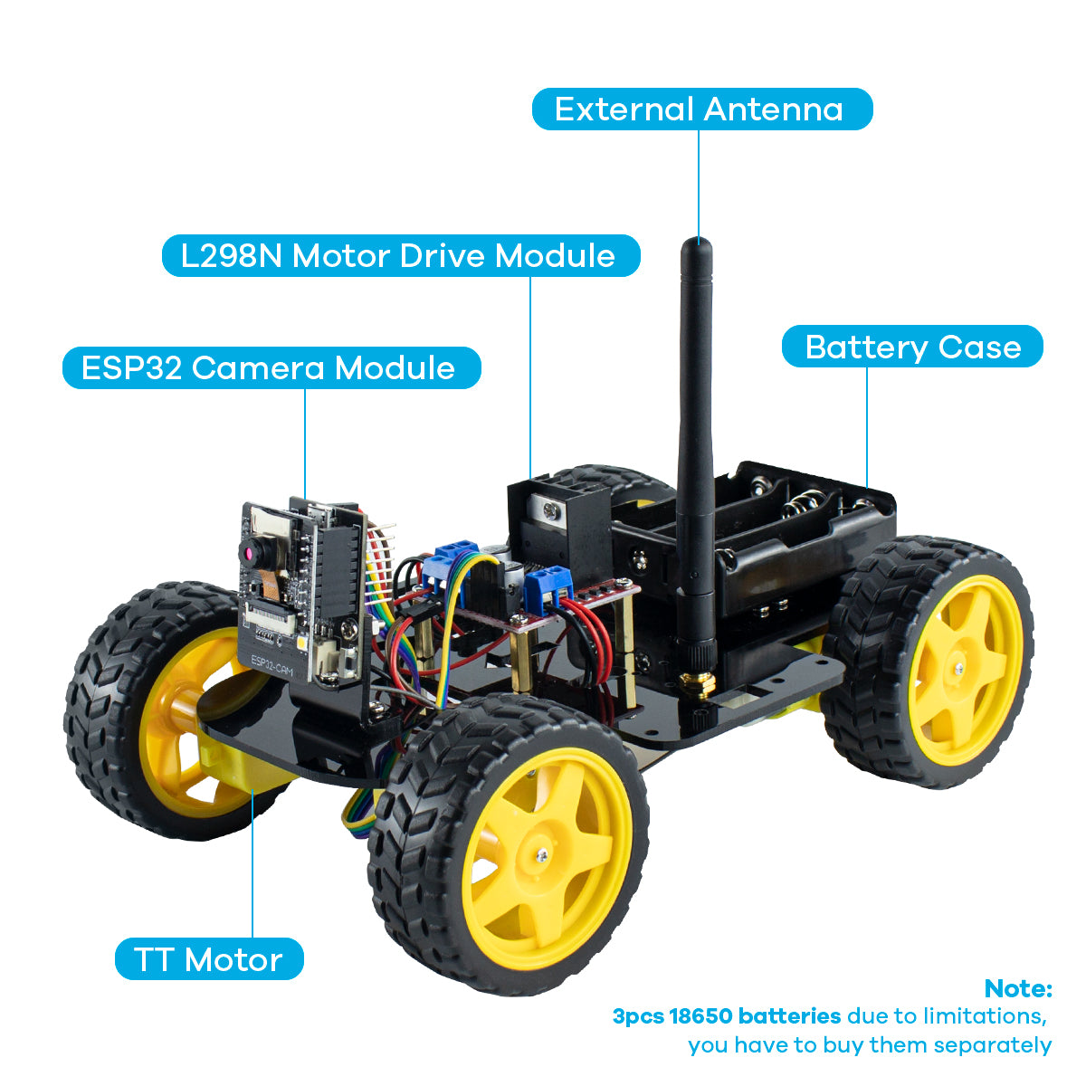 LAFVIN 4WD Smart Robot Car ESP32 Camera Wifi Automation Kit for Arduino ESP Robot with Codes Tutorial Complete Learning Kit