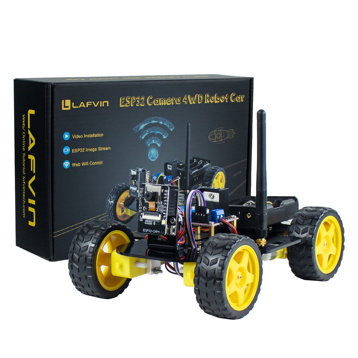 LAFVIN 4WD Smart Robot Car ESP32 Camera Wifi Automation Kit for Arduino ESP Robot with Codes Tutorial Complete Learning Kit
