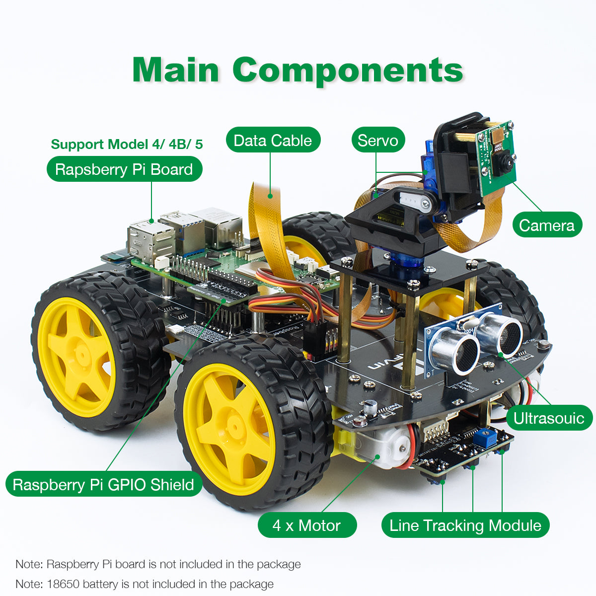 LAFVIN Robot Car Kit for Raspberry Pi 4WD Smart Car Kit with Cam Module Python Programming DIY Projects Kit