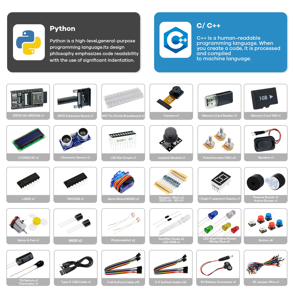 LAFVIN Super Starter Kit for ESP32-S3-WROOM MicroPython and C Language Programming Learning Kit with Tutorial