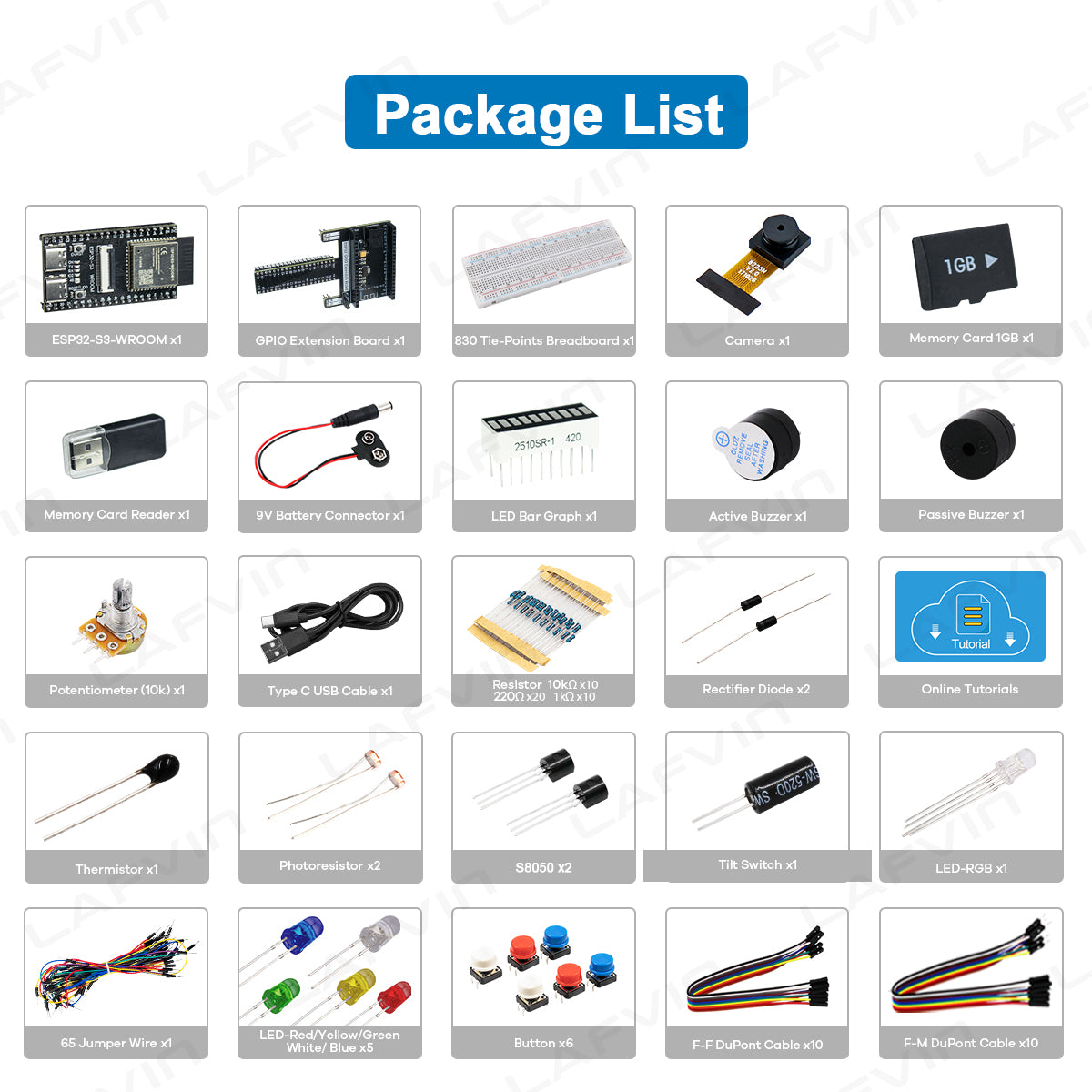LAFVIN Basic Starter Kit for ESP32-S3-WROOM for Arduino IDE Programming Learning Kit with Tutorial