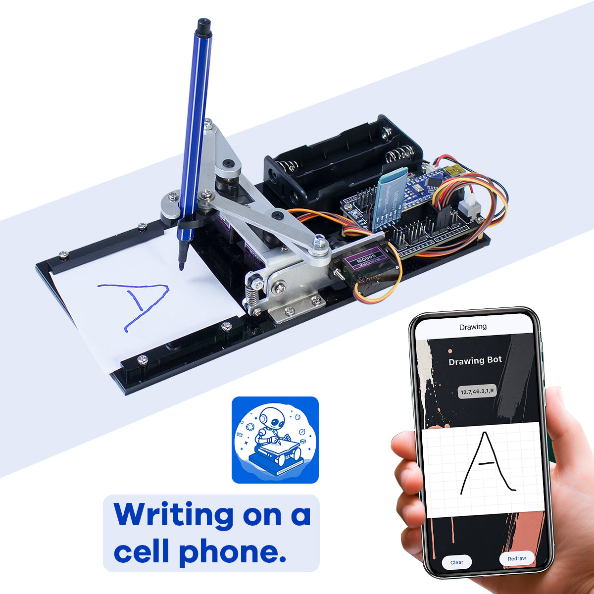 LAFVIN Plotter Robot Arm Kit, Robot Parts, APP Drawing Sketchboard Manipulator DIY Kit Programmable Robot Starter Kit