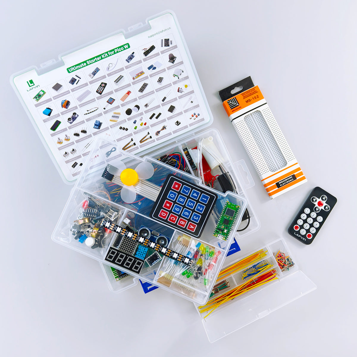 LAFVIN Ultimate Starter Kit for Pico W Module DIY Electronic Components, Support 3 Programming Languages, with Detailed Tutorial